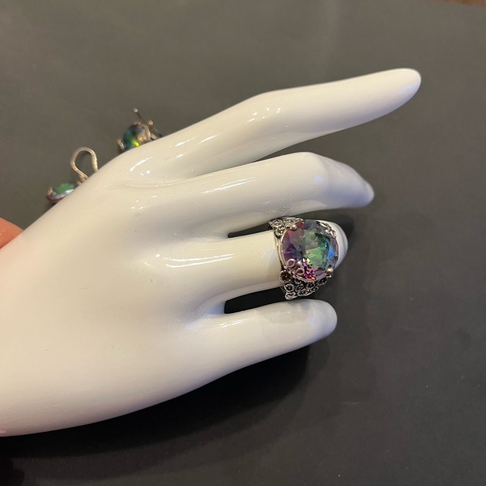 Elegant Multicolor Stone Ring and matching Earrings